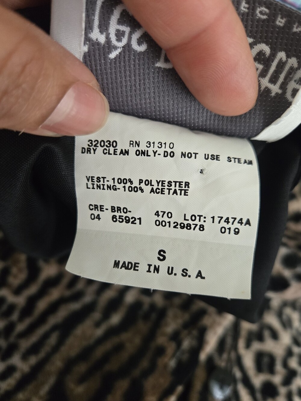 Vintage 90s Faux Suede Leopard Print Vest Size Small Glam Mobwife - Picture 6 of 9